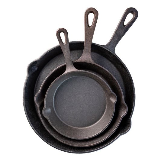 Gietijzeren pan - Skillet - set 3 stuks - 16 cm, 19,5 cm en 24,5 cm