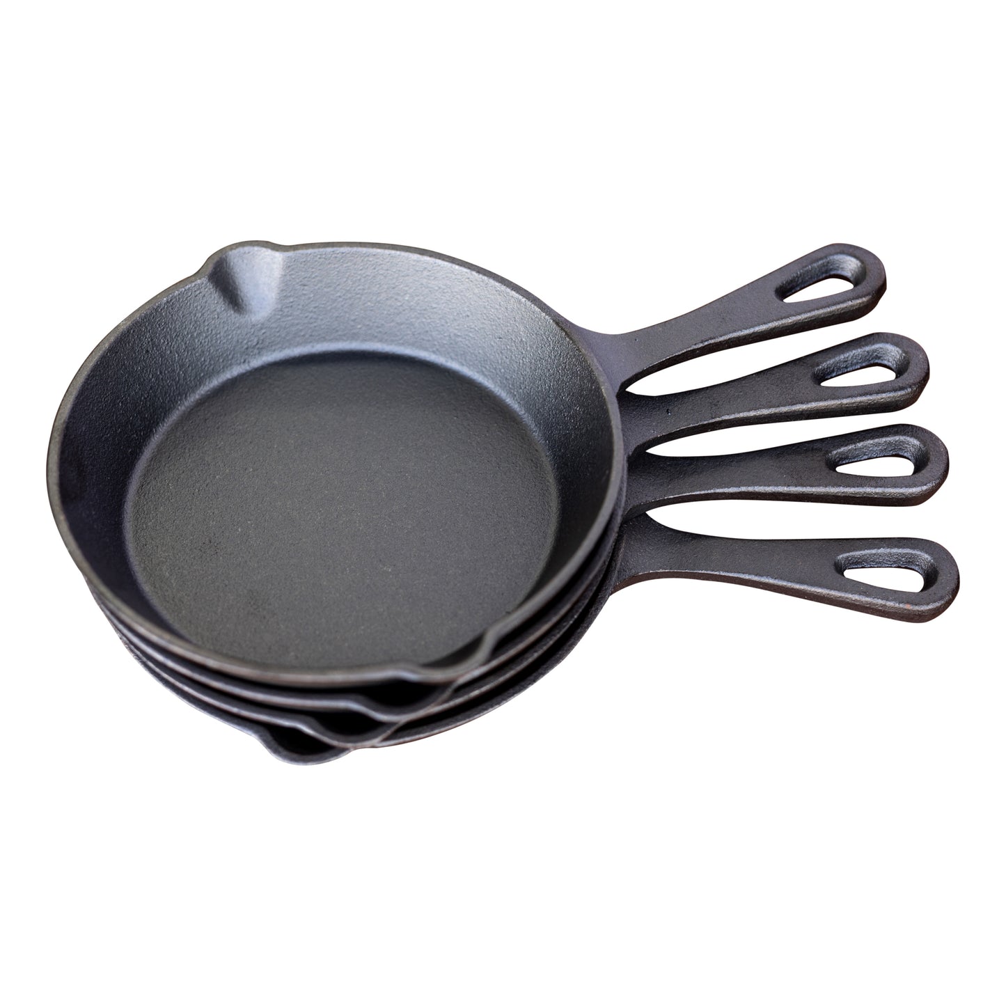 Gietijzeren pan - Skillet - set van 4 stuks - 16cm - voorgekruid